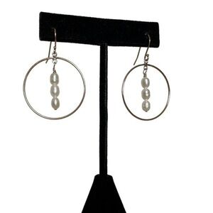 Sundance 14k yellow gold freshwater pearl rain drop hoop earrings